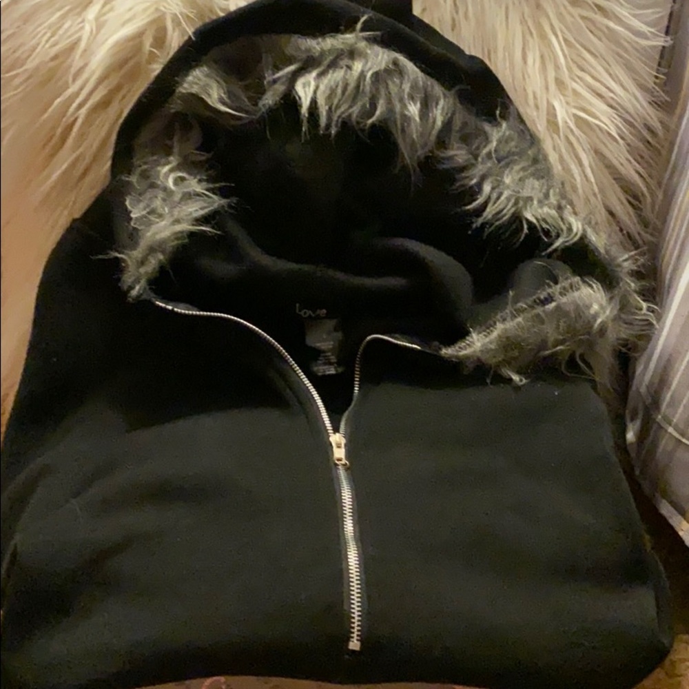 Love 💗brand sweatshirt poncho w/faux fur trim